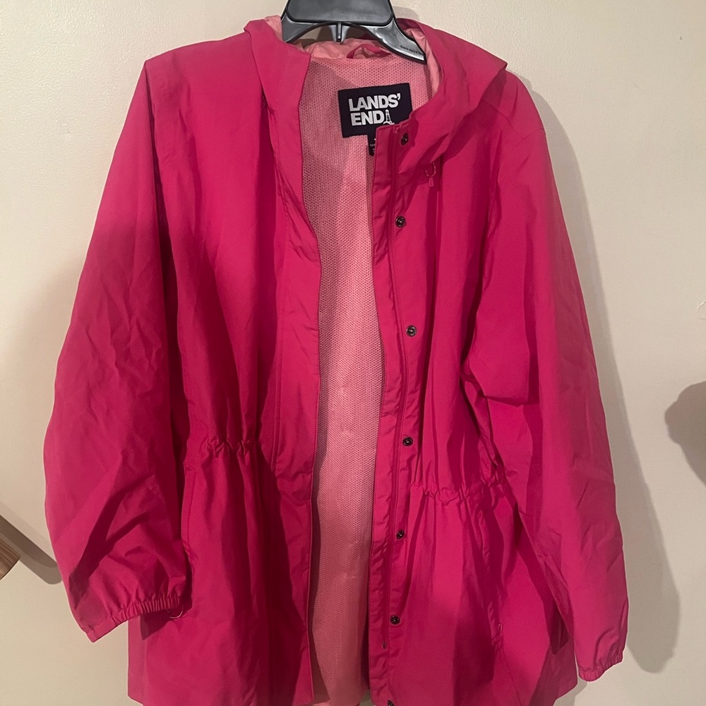 Lands' End Pink Hooded Windbreaker